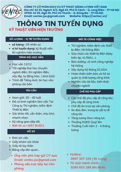 Tuyển dụng kĩ thuật viên hiện trường